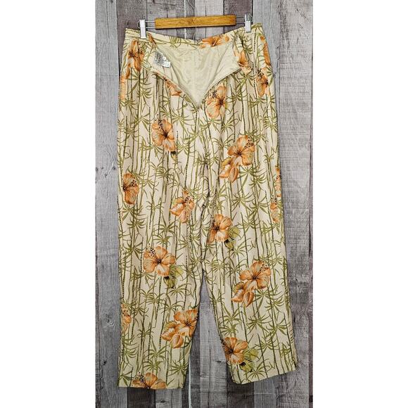 Vintage ADRIANNA PAPELL Silk Tropical Flower Beaded Lined PANTS Women's size 16 - Picture 3 of 10
